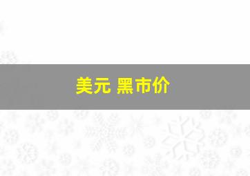 美元 黑市价